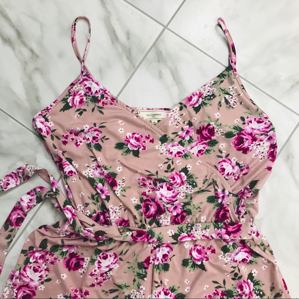 Floral Jumpsuit Surplice Neckline Wide Leg